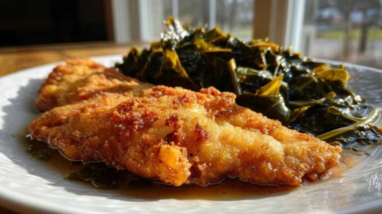 Fried Catfish with Collard Greens