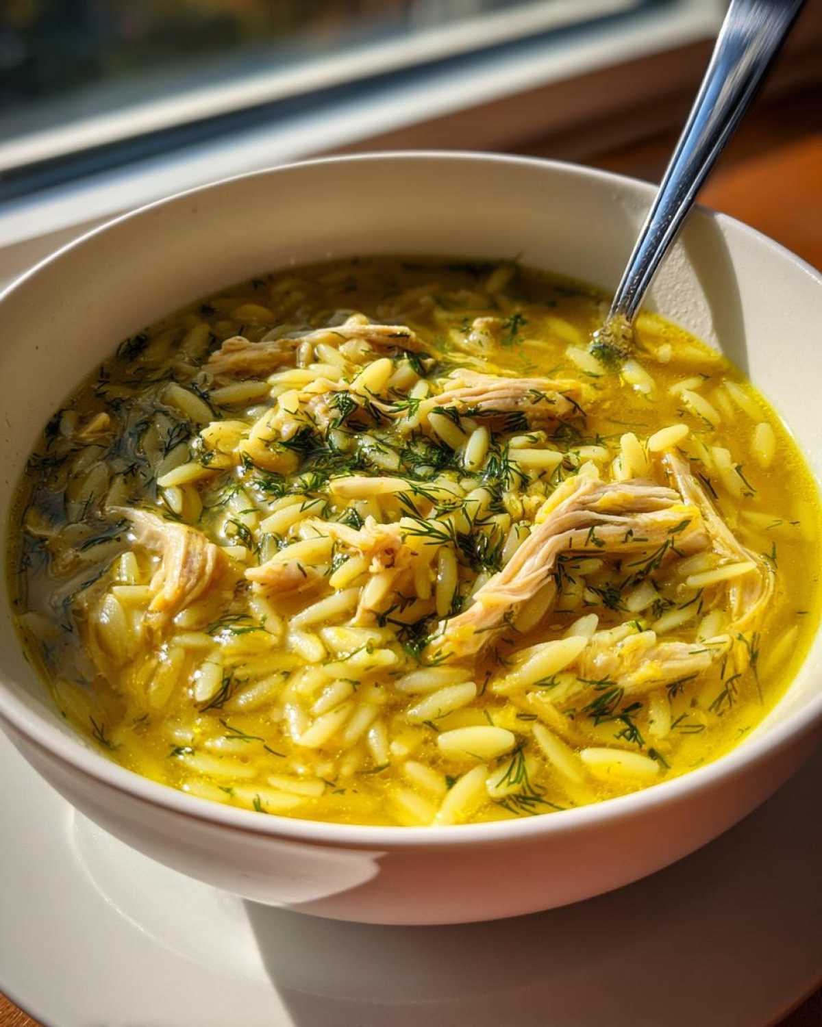 Greek Lemon Orzo Soup - detail 1
