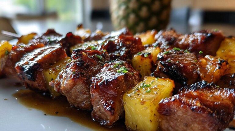 Pineapple BBQ Pork Skewers