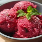 Raspberry Sorbet with Fresh Mint