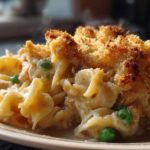 Cheesy Tuna Noodle Casserole with a Crumb Topping