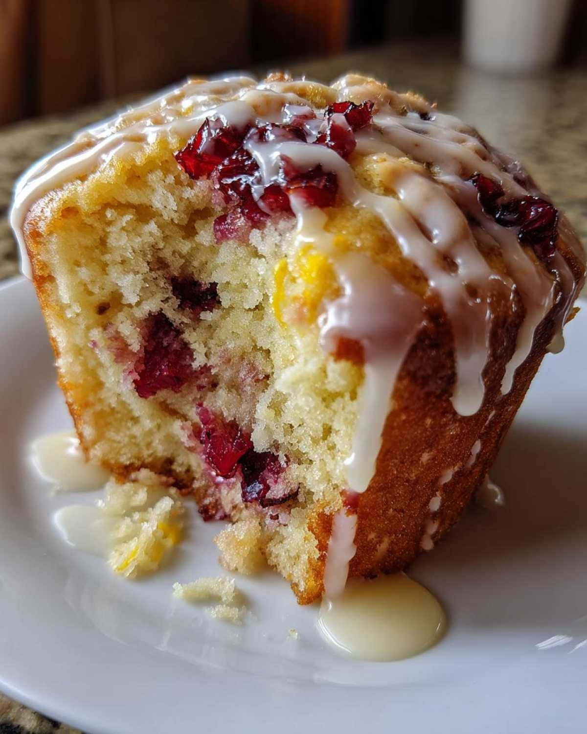 Cranberry Orange Muffins with a Sweet Glaze - detail 1