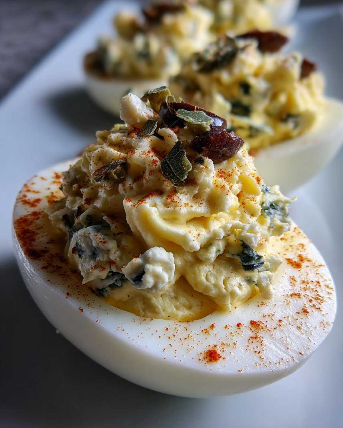 Greek-inspired Deviled Eggs with Feta and Oregano - detail 2