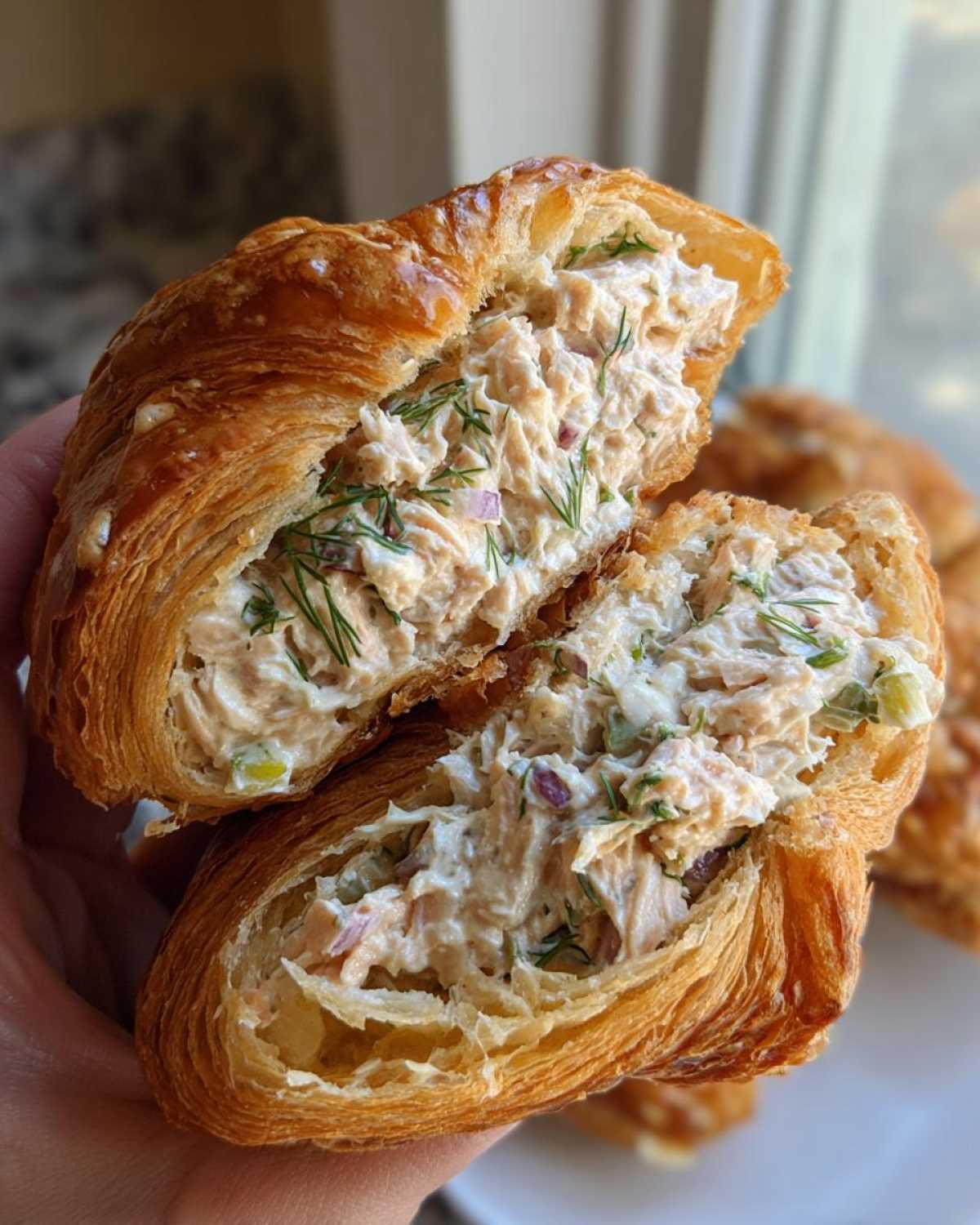 Lemon Dill Tuna Salad Sandwiches on Croissants - detail 1