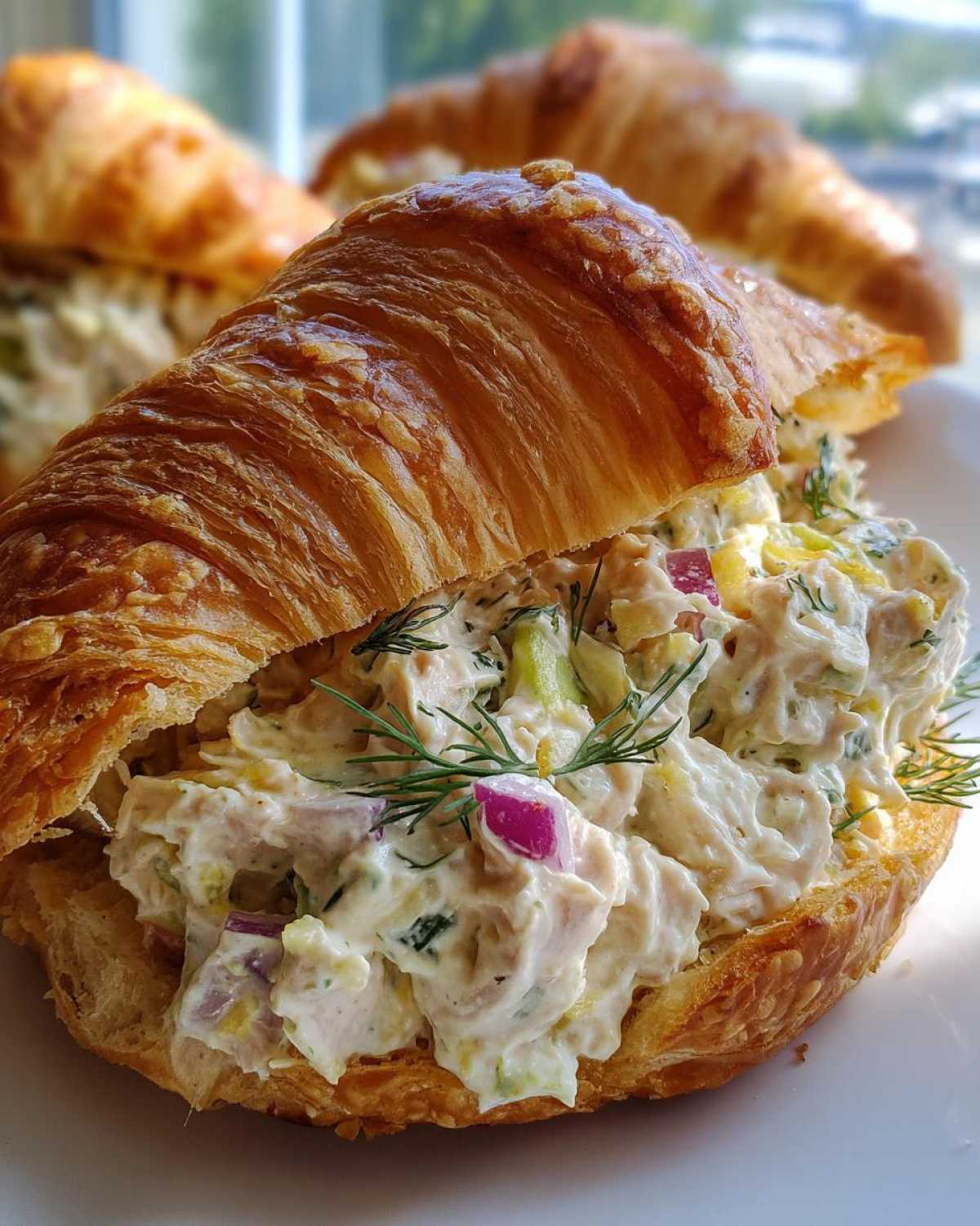 Lemon Dill Tuna Salad Sandwiches on Croissants - detail 2
