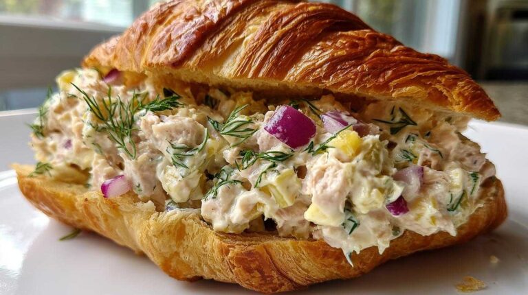 Lemon Dill Tuna Salad Sandwiches on Croissants