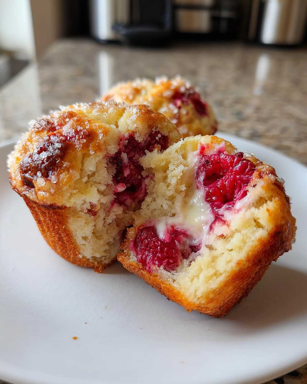 Raspberry and Cream Cheese Muffins - detail 2