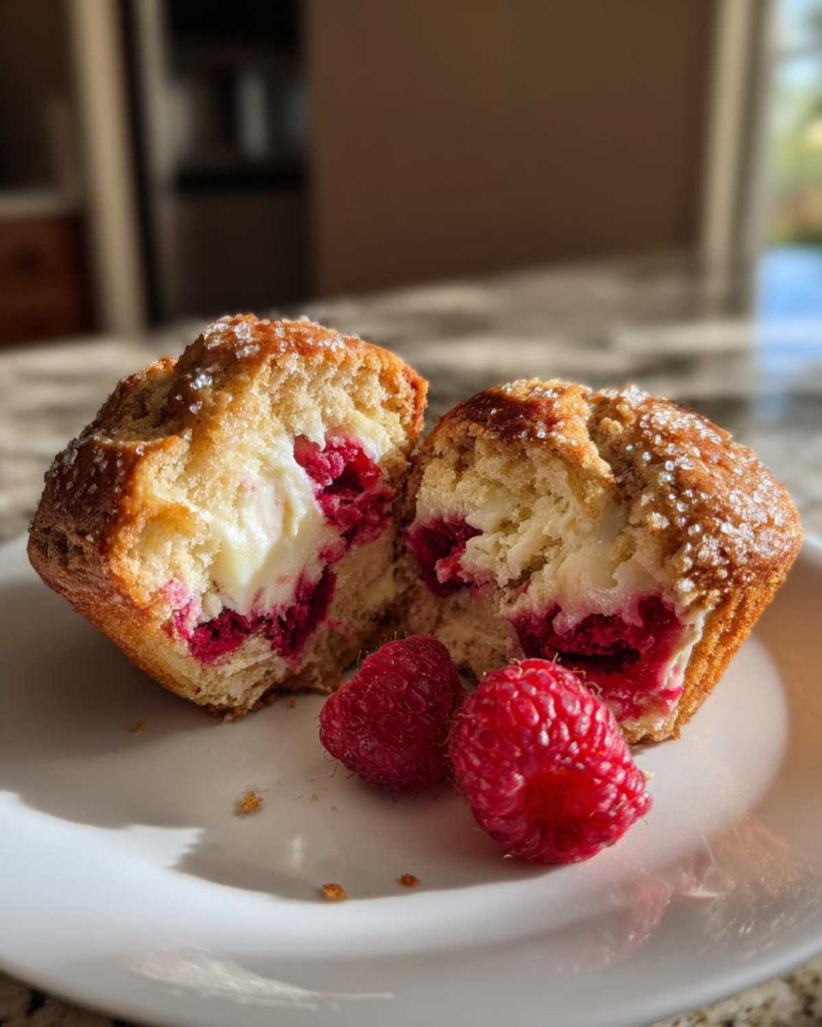 Raspberry and Cream Cheese Muffins - detail 3