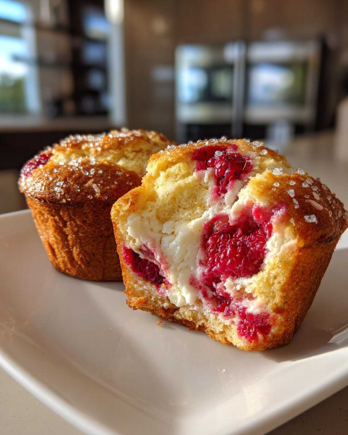 Raspberry and Cream Cheese Muffins - detail 4