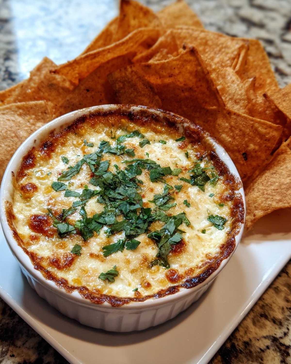 Cheesy Elote Dip with Crispy Tortilla Chips - detail 3