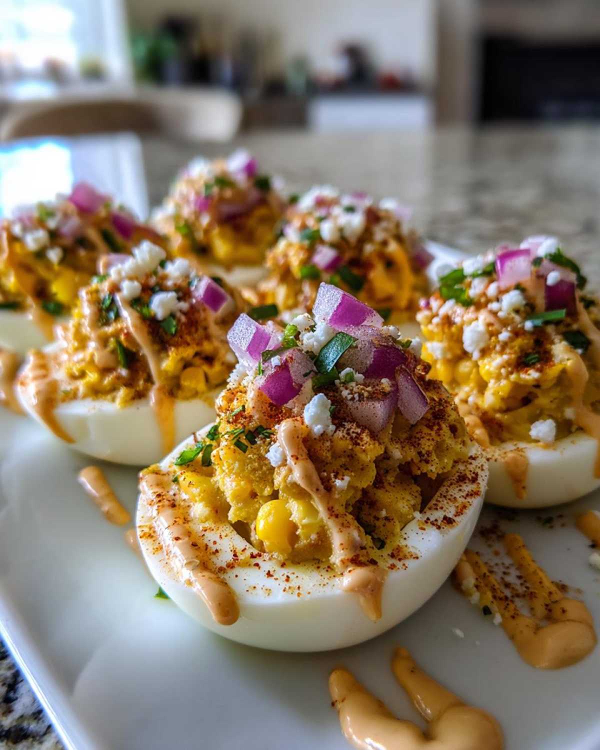 Elote Deviled Eggs with Chipotle Mayo - detail 2