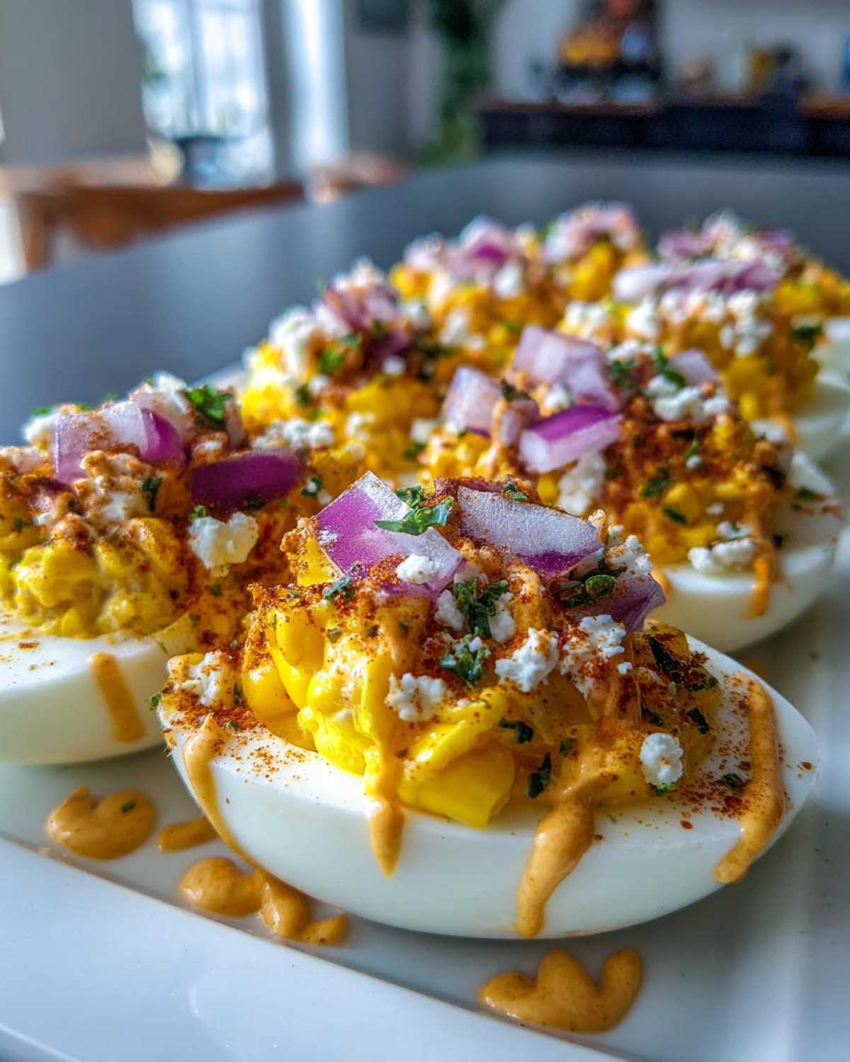Elote Deviled Eggs with Chipotle Mayo - detail 3