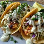 Grilled Fish Tacos with Lime Crema