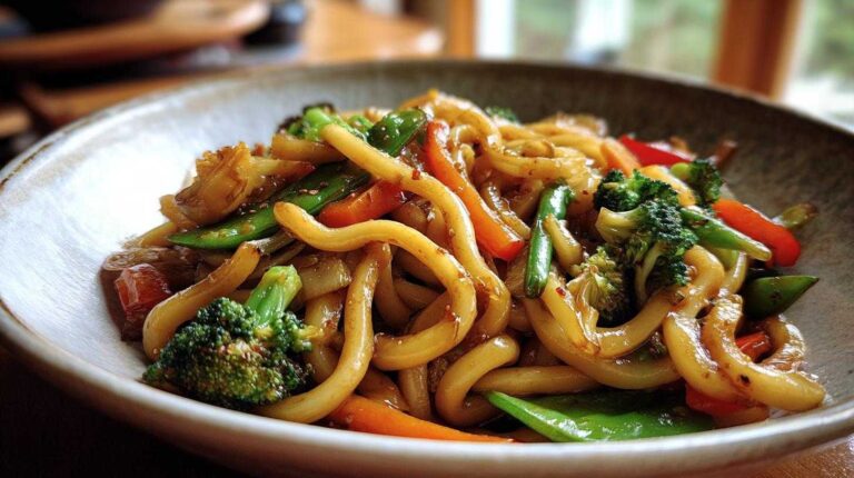 Stir-Fried Udon Noodles with Vegetables