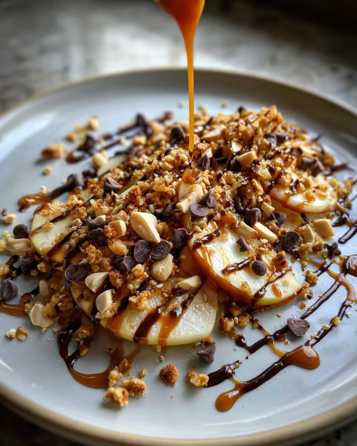 Apple Nachos with Caramel Drizzle - Fun Fruit Snack - detail 1