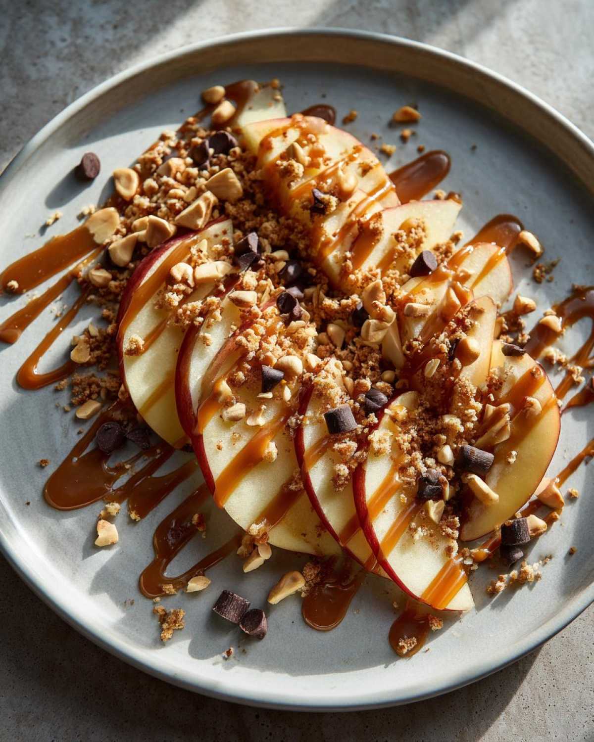 Apple Nachos with Caramel Drizzle - Fun Fruit Snack - detail 2