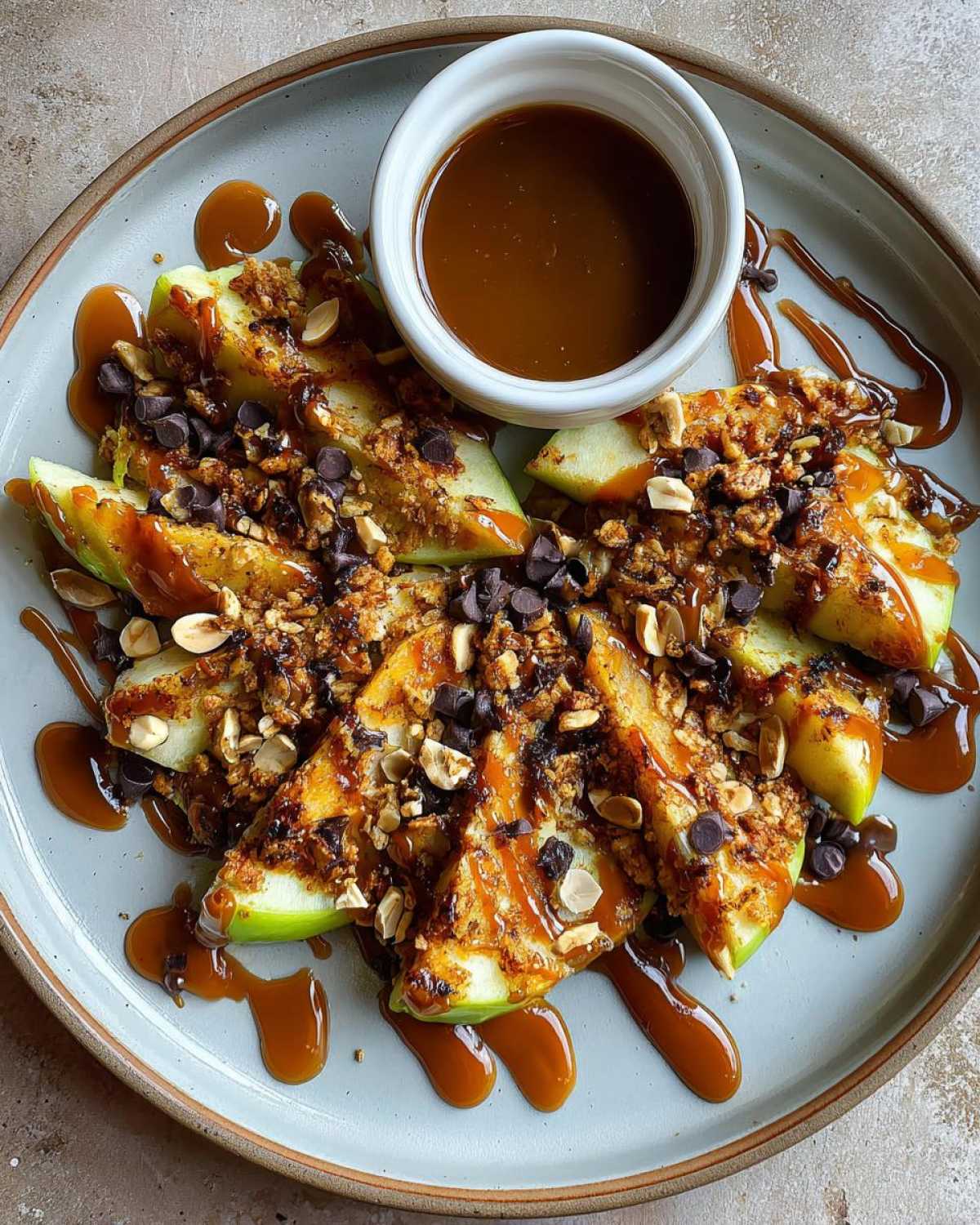 Apple Nachos with Caramel Drizzle - Fun Fruit Snack - detail 4
