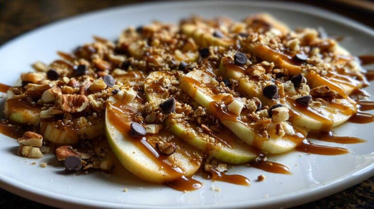 Apple Nachos with Caramel Drizzle - Fun Fruit Snack