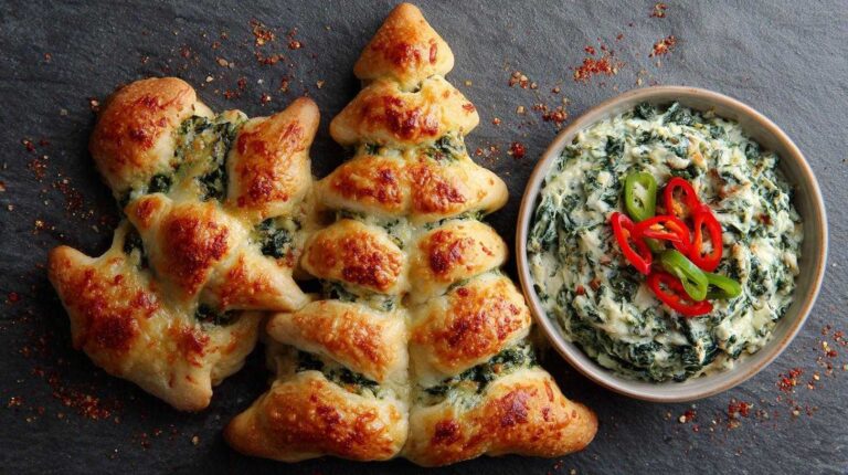 Christmas Tree Spinach Dip Breadsticks - Holiday Centerpiece Snack