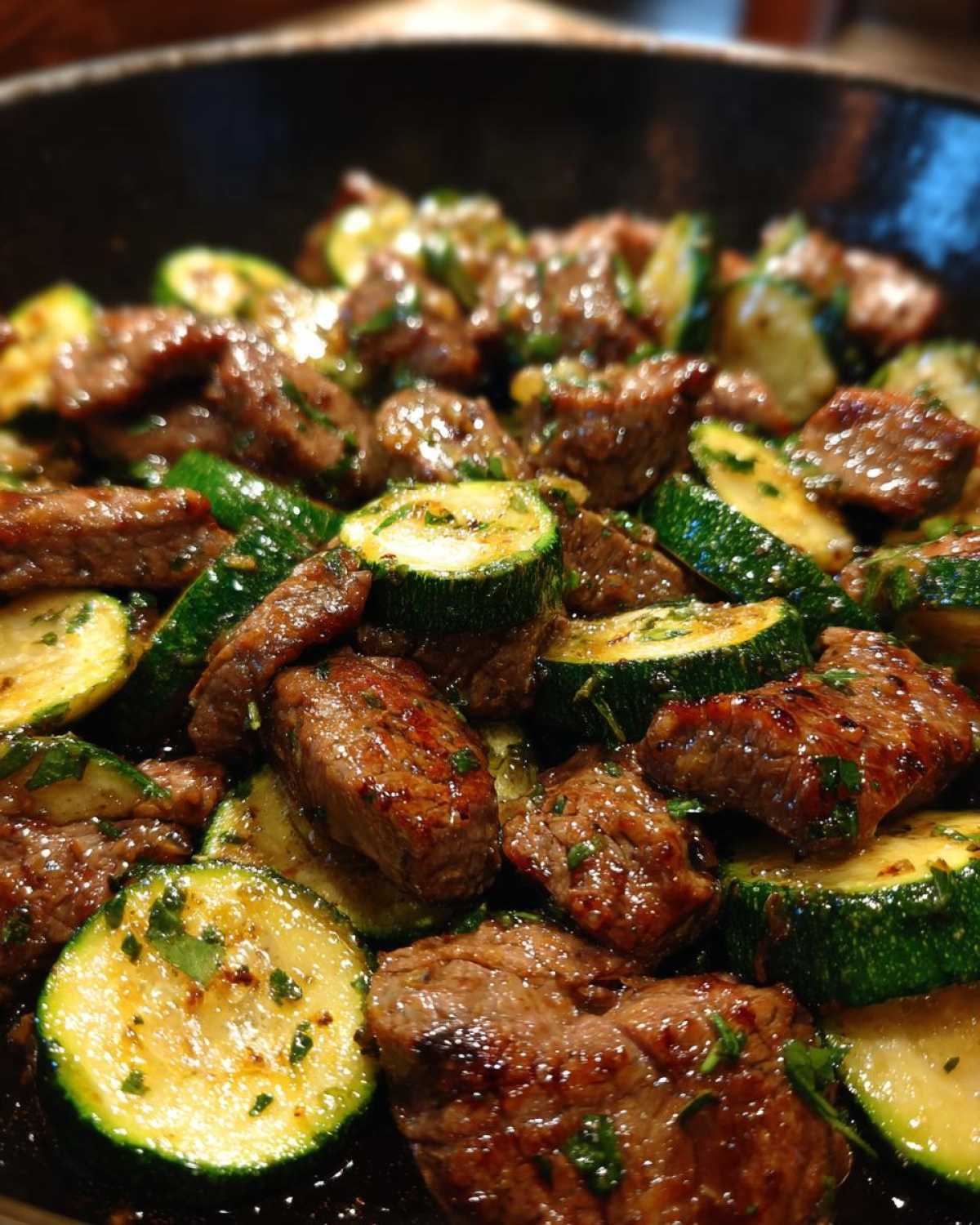 Garlic Butter Steak Bites with Zucchini - Low Carb Dinner in 15 - detail 2