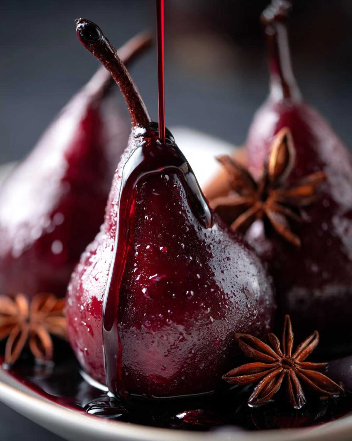Mulled Wine Poached Pears - Elegant Holiday Dessert - detail 1