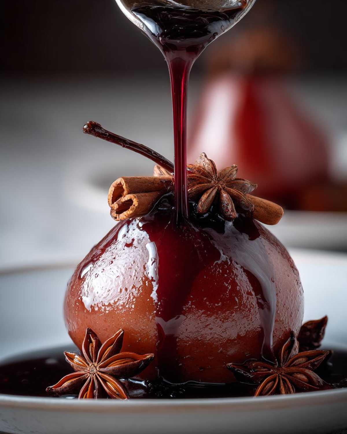 Mulled Wine Poached Pears - Elegant Holiday Dessert - detail 2