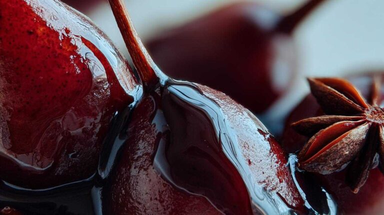 Mulled Wine Poached Pears - Elegant Holiday Dessert