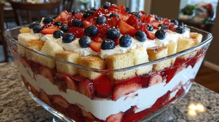 Patriotic Berry Trifle - Red, White & Blue Dessert