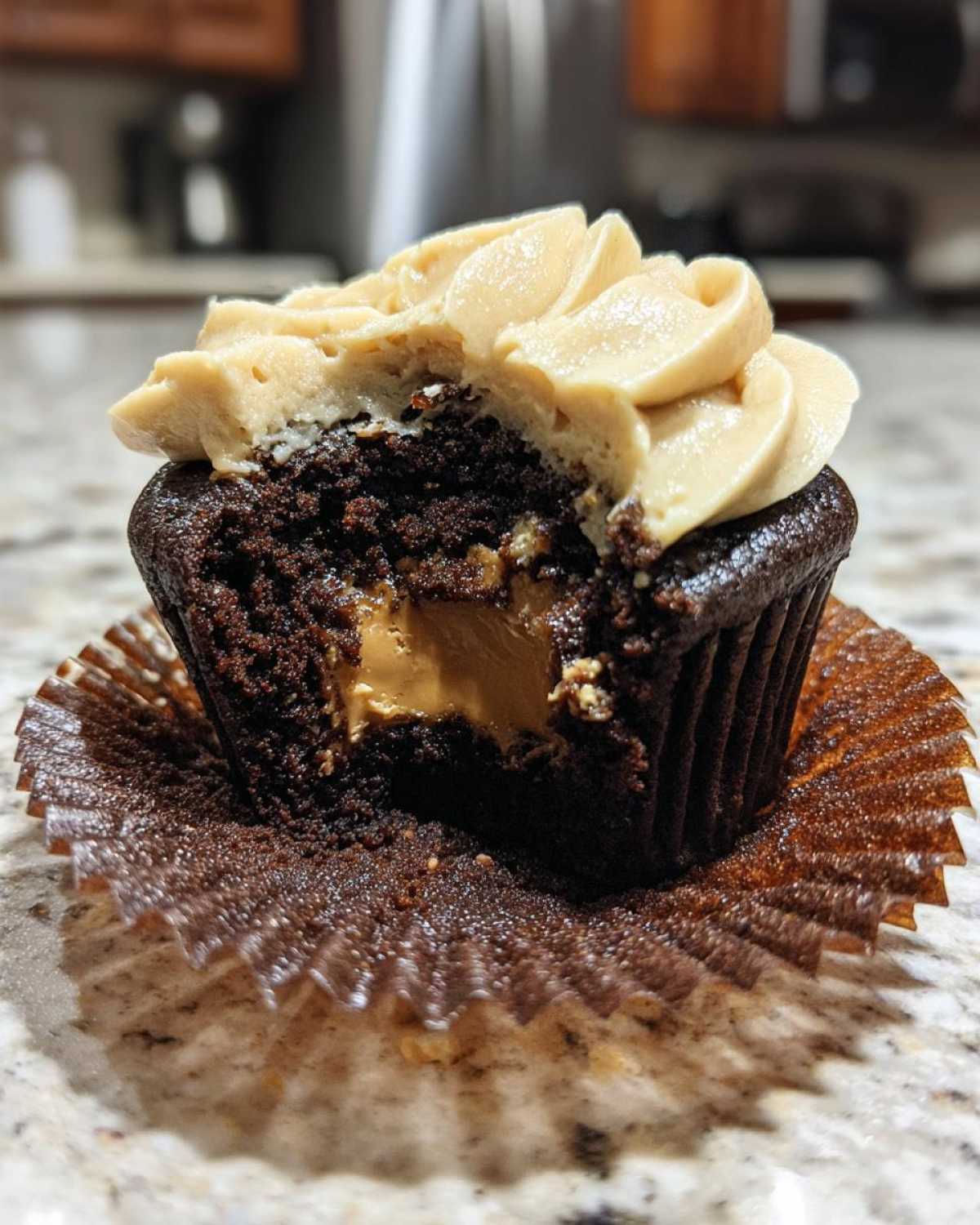 Peanut Butter Cup Stuffed Cupcakes - Surprise Center - detail 2