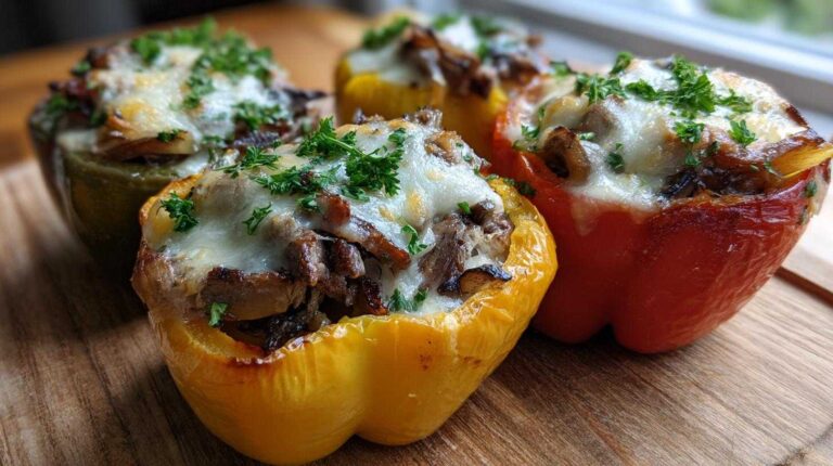 Philly Cheesesteak Stuffed Peppers - Low-Carb Philly Flavor