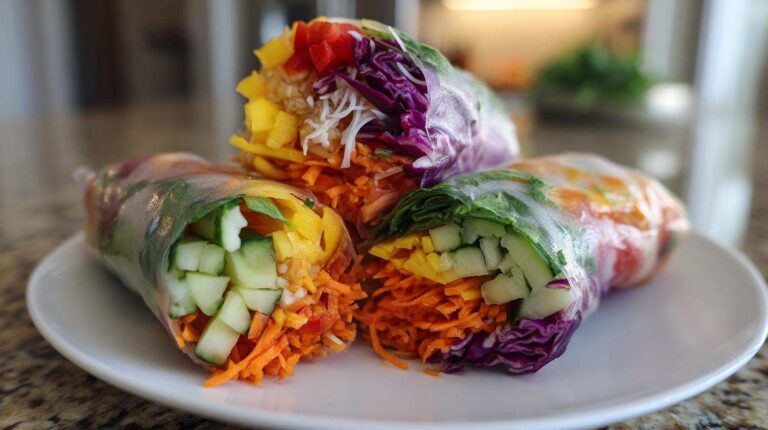 Rainbow Veggie Spring Rolls - Fresh Crunchy Snack