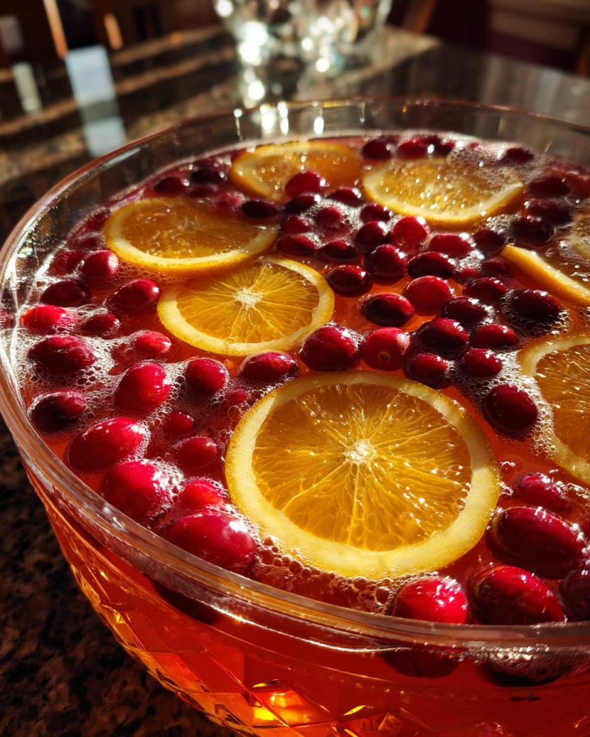 Sparkling Cranberry Orange Punch - Holiday Party Bowl - detail 1