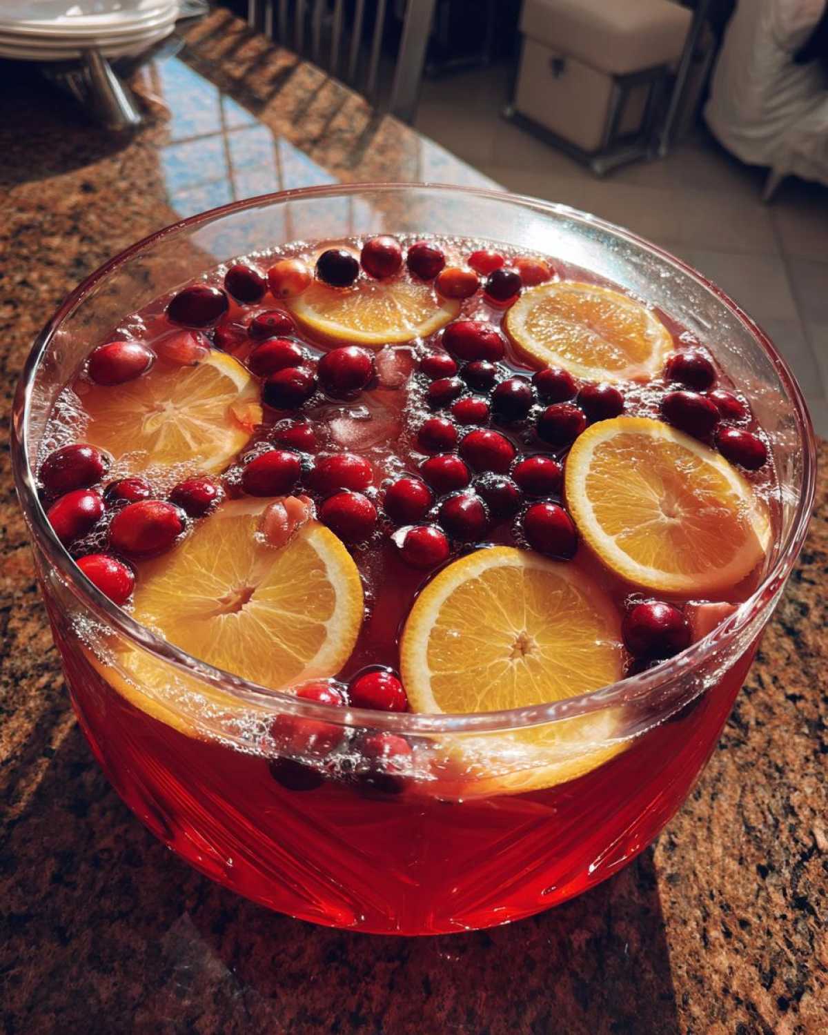 Sparkling Cranberry Orange Punch - Holiday Party Bowl - detail 2