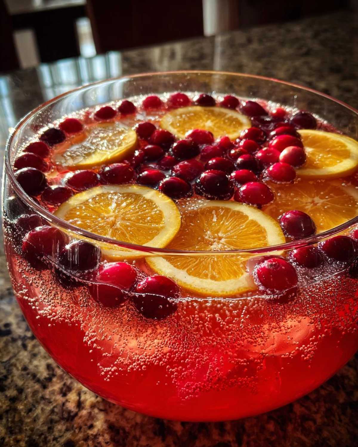Sparkling Cranberry Orange Punch - Holiday Party Bowl - detail 3
