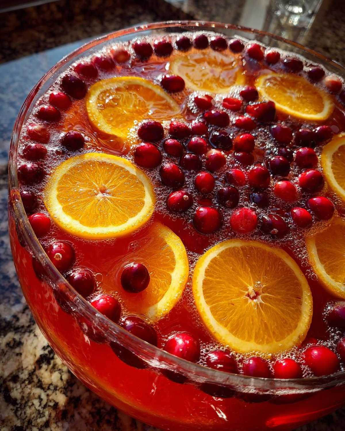 Sparkling Cranberry Orange Punch - Holiday Party Bowl - detail 4