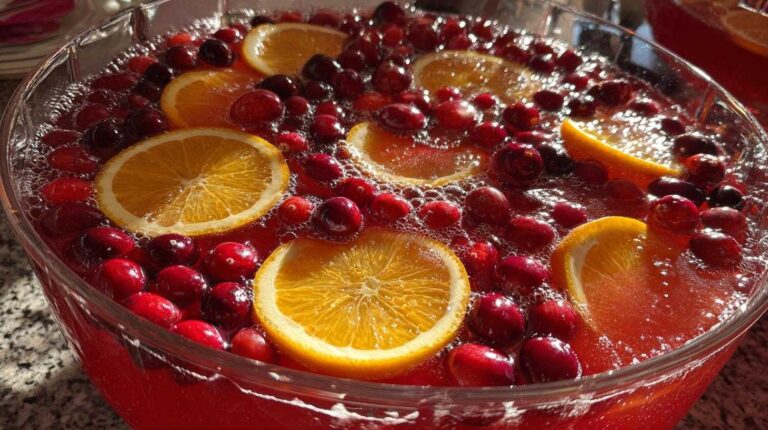 Sparkling Cranberry Orange Punch - Holiday Party Bowl
