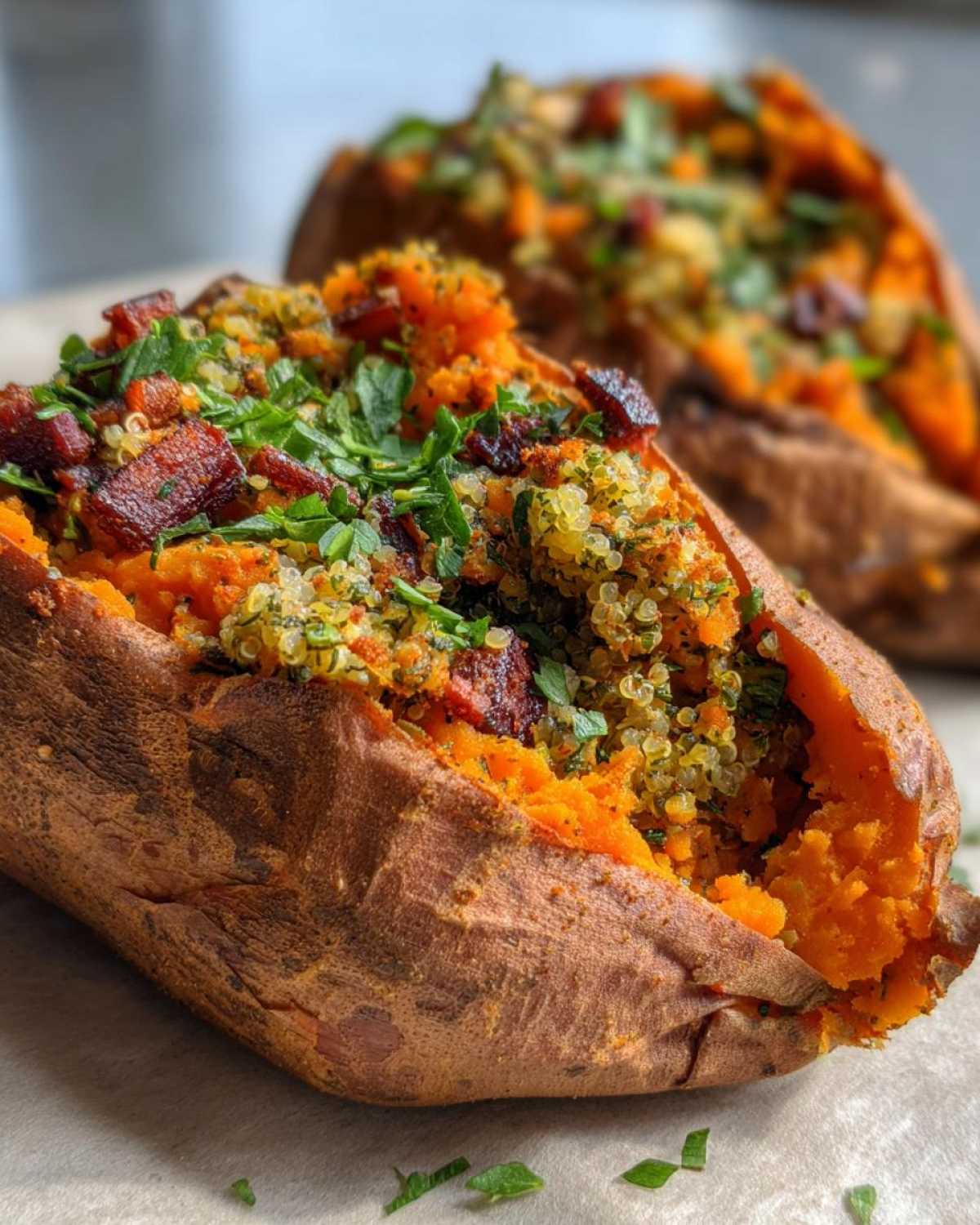 Whole30 Stuffed Sweet Potatoes - Clean Eating Dinner - detail 2
