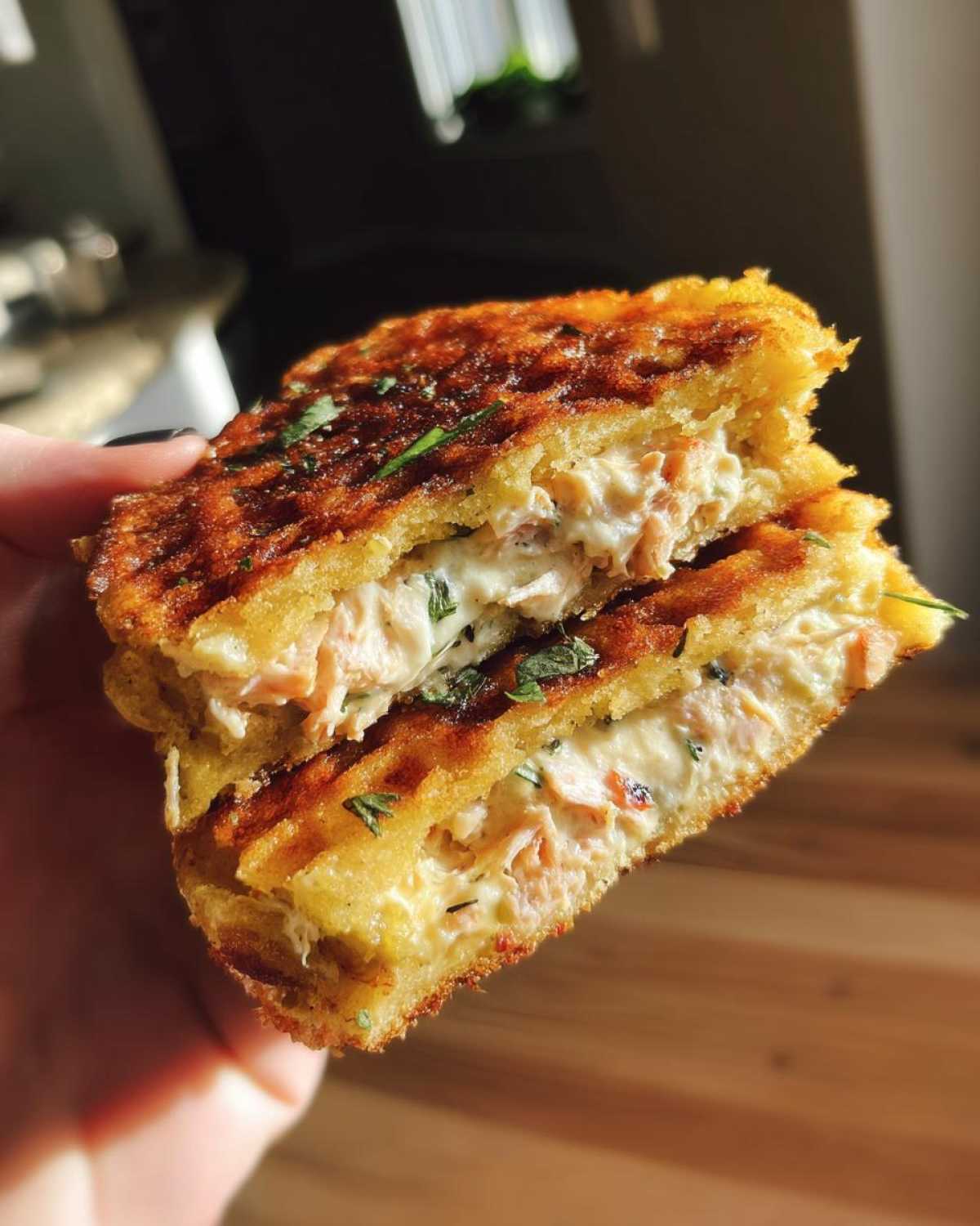 Chaffle Tuna Melt (Waffle Maker Keto Sandwich) - detail 3
