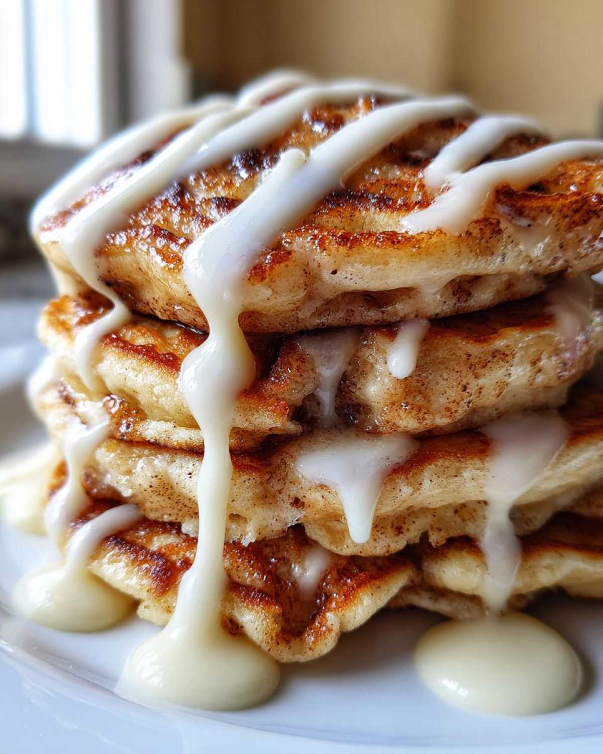 Cinnamon Roll Pancakes (Swirled and Iced) - detail 2