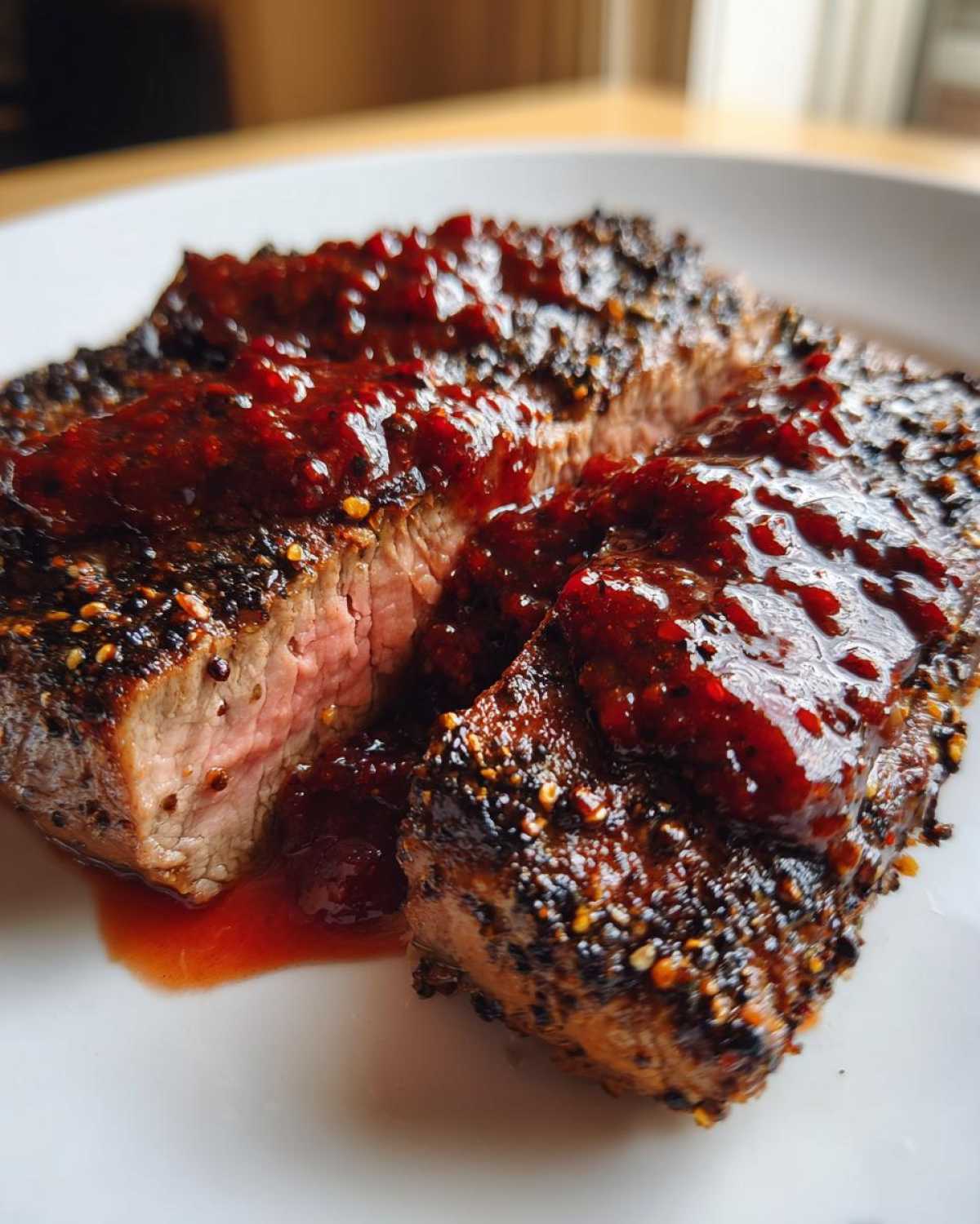 Coffee-Rubbed Steak with Chocolate Chili Sauce - detail 3