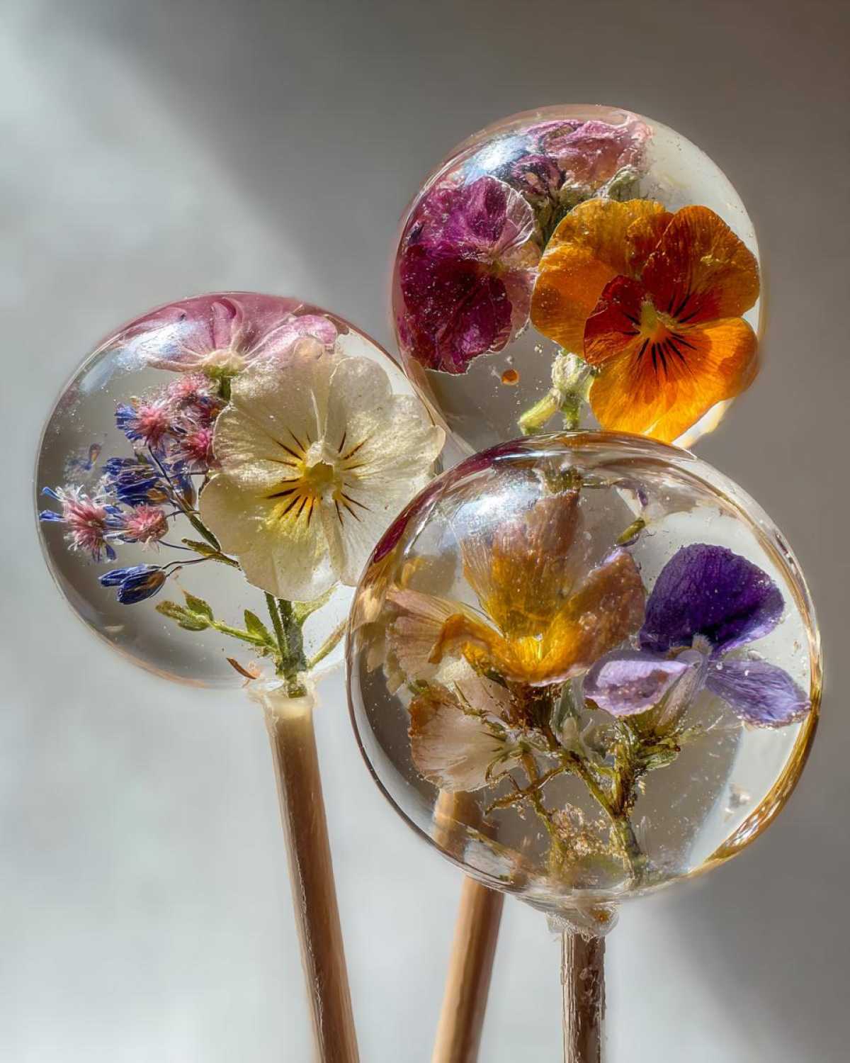 Edible Flower Lollipops (DIY Candy) - detail 2
