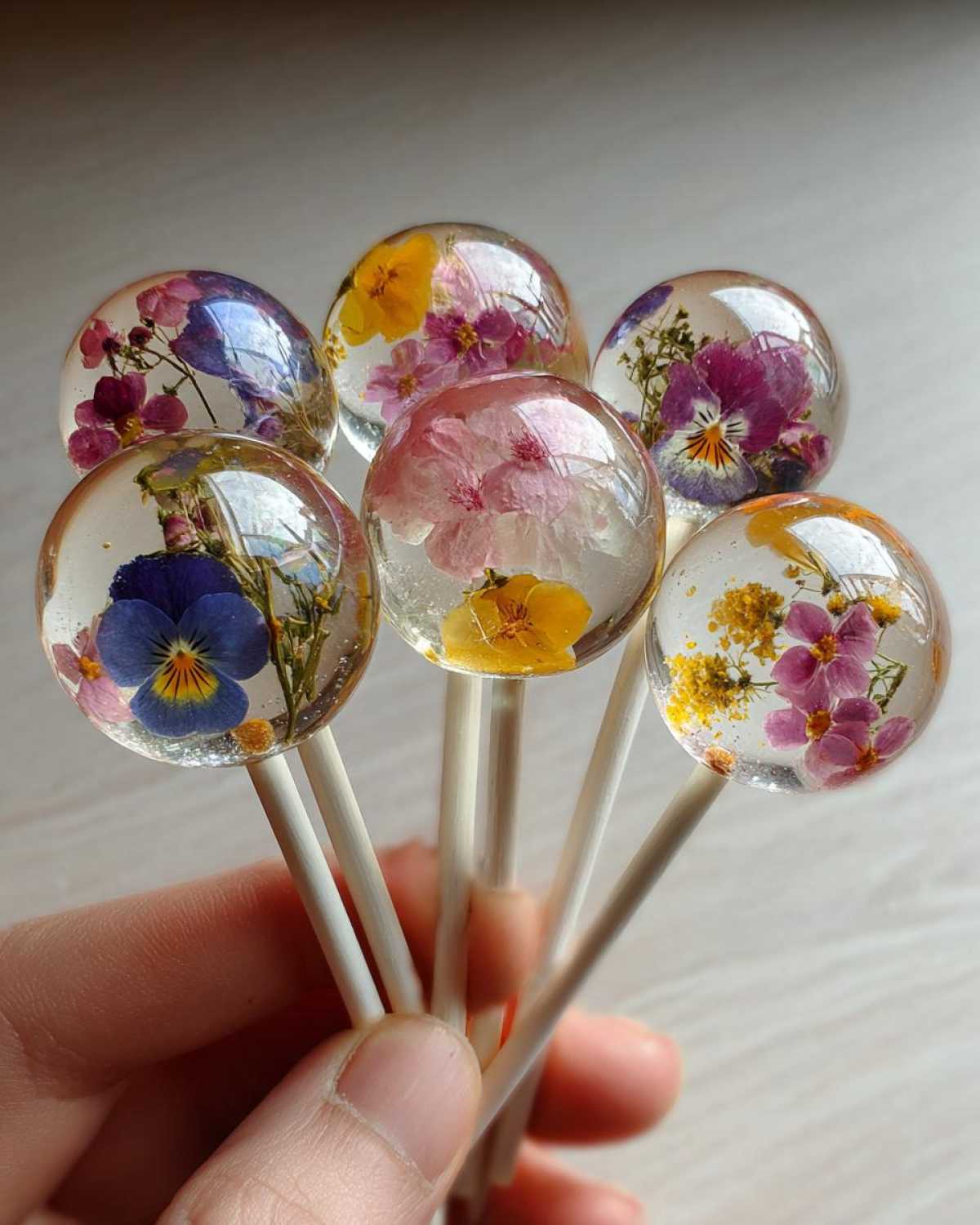 Edible Flower Lollipops (DIY Candy) - detail 4