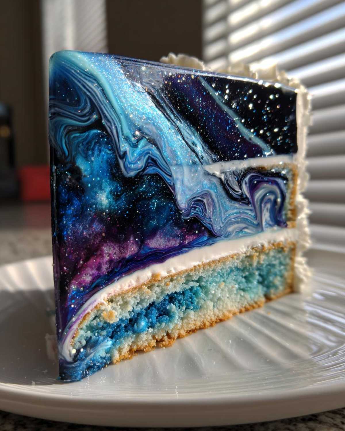 Galaxy Mirror Glaze Cake - detail 1