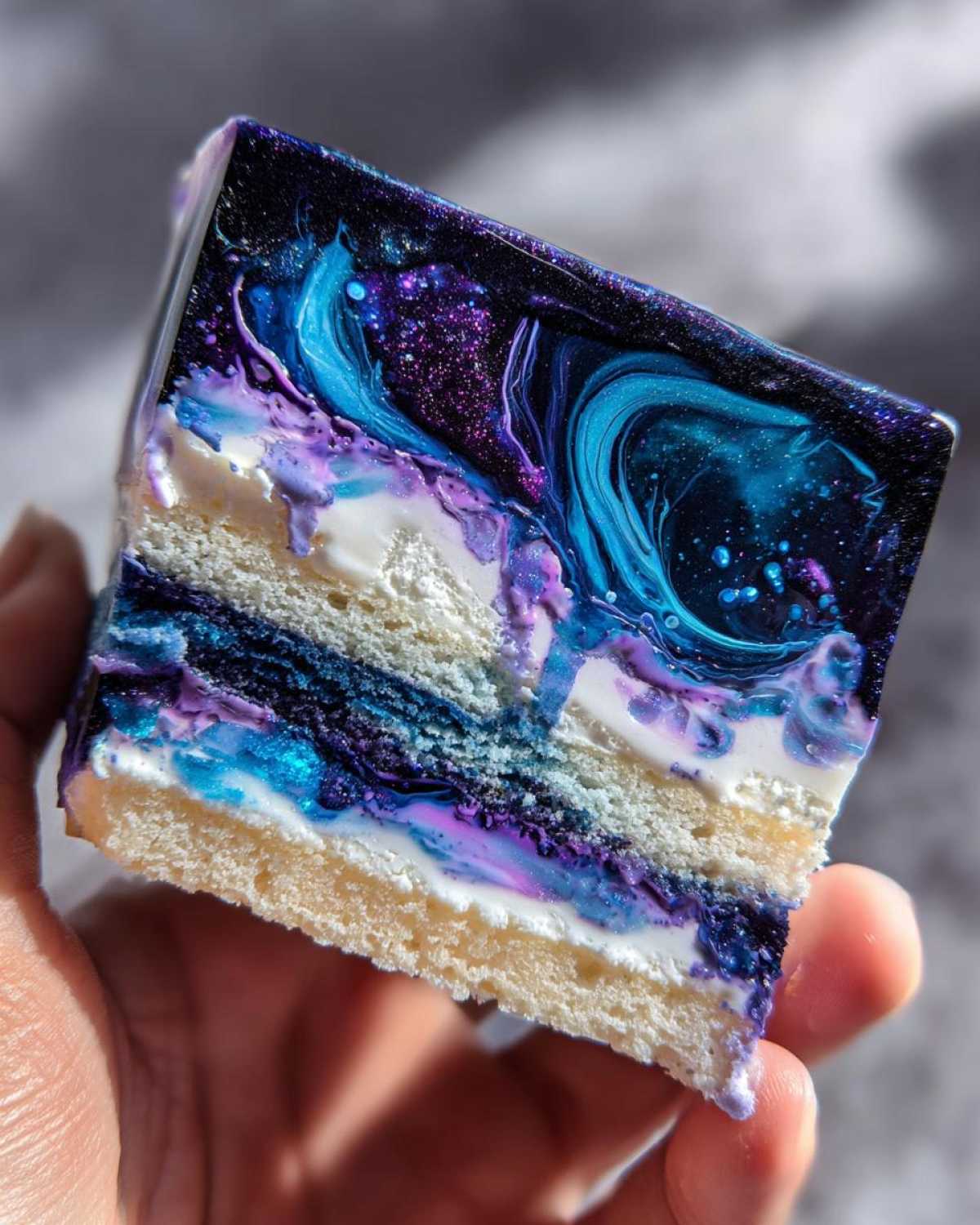 Galaxy Mirror Glaze Cake - detail 2