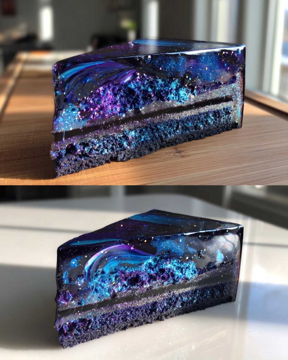 Galaxy Mirror Glaze Cake - detail 4