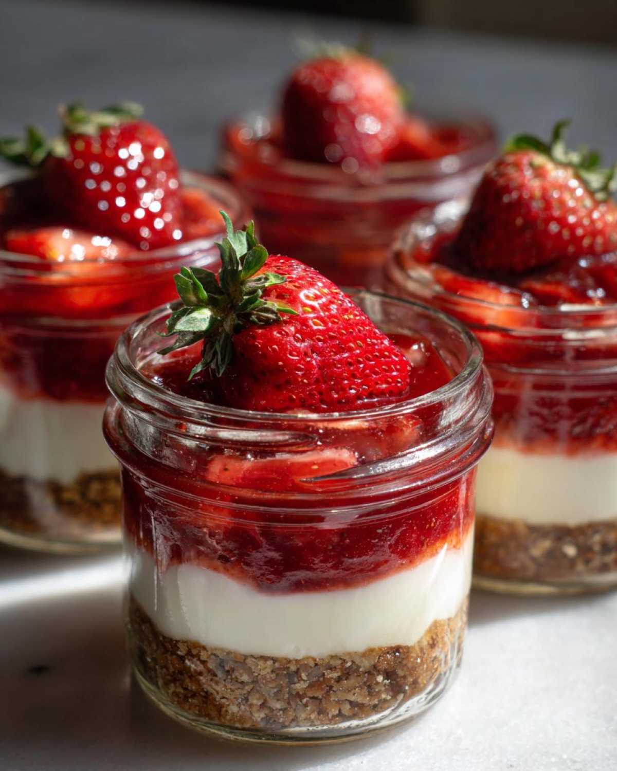 Strawberry Pretzel Salad Jars - detail 1