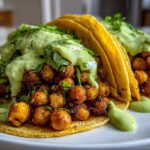 Crispy Chickpea Tacos with Avocado Cream