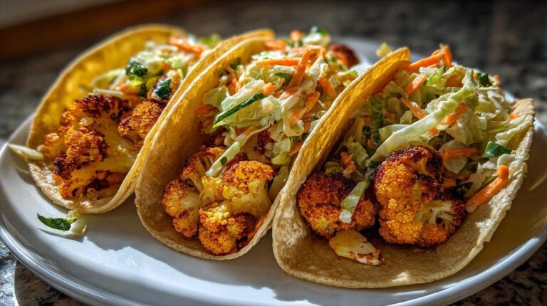 Roasted Cauliflower Tacos with Slaw