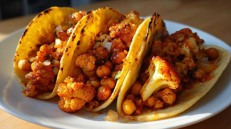 Roasted Cauliflower and Chickpea Tacos