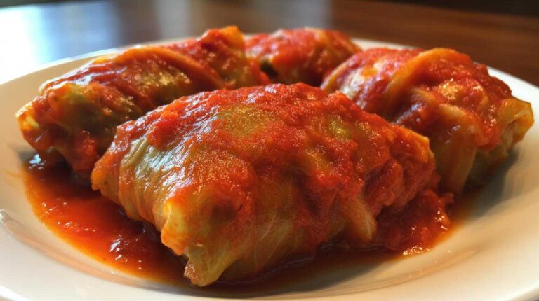 Stuffed Cabbage Rolls with Tomato Sauce